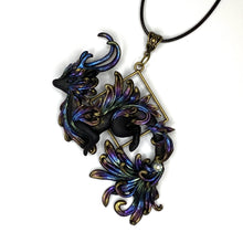 Load image into Gallery viewer, Black Rainbow Dragon Pendant