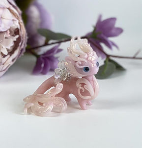 Pale Pink Jade Dragon with pupil eyes