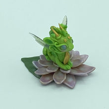 Load image into Gallery viewer, Green Fairy Dragon with Magnet Lotus Flower