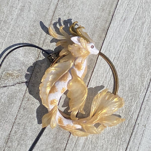 Gold Koi Dragon Pendant or Wall Hanging