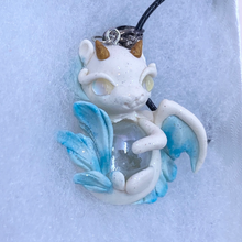 Load image into Gallery viewer, White and blue baby dragon pendant