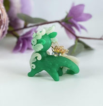 Load image into Gallery viewer, Green Jade Spring Dragon with curled tail