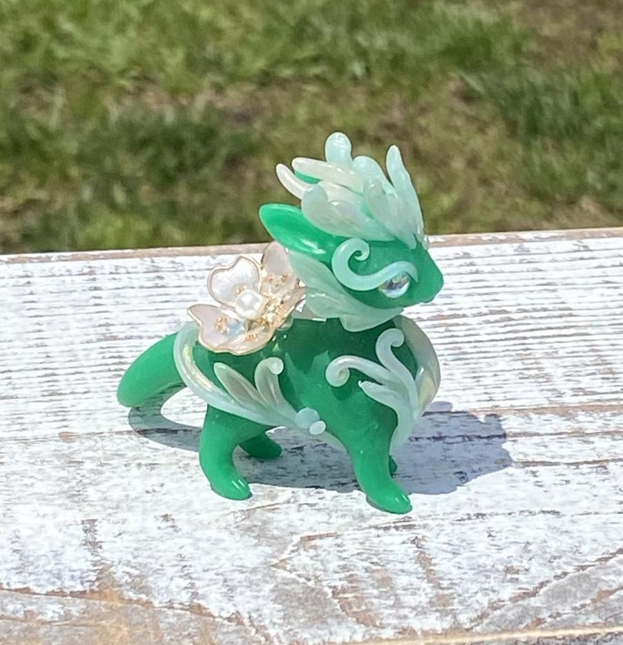 Green Jade Spring Dragon with long tail