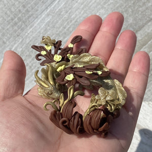 Shy Golden Dragon with Yellow Flowers