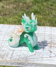 Load image into Gallery viewer, Green Jade Spring Dragon with curled tail