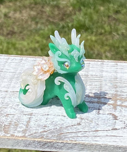 Green Jade Spring Dragon with curled tail