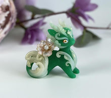 Load image into Gallery viewer, Green Jade Spring Dragon with curled tail