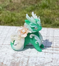 Load image into Gallery viewer, Green Jade Spring Dragon with curled tail