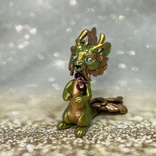 Load image into Gallery viewer, Chibi Green and Rose Gold Dragon