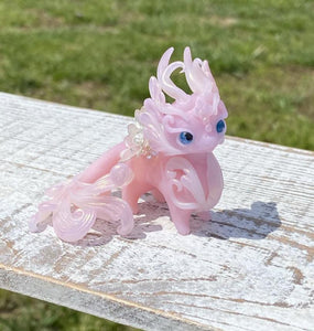 Pale Pink Jade Dragon with pupil eyes