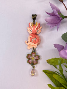 Pink Sakura Pearl Dragon w/Crystal