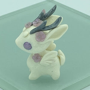 White bun bun with lavender flowers