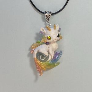 White Rainbow Dragon Marble Charm