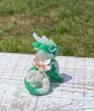 Load image into Gallery viewer, Green Jade Spring Dragon with curled tail