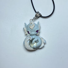 Load image into Gallery viewer, Light Blue and White Floofy Tail Dragon Charm