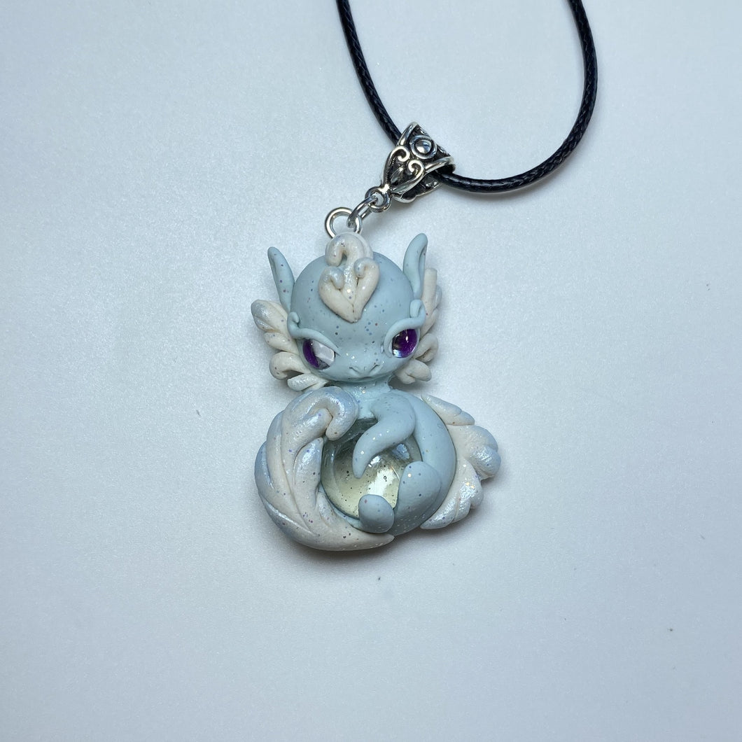 Light Blue and White Floofy Tail Dragon Charm