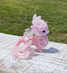 Pale Pink Jade Dragon with pupil eyes