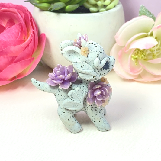 Stone Dragon with Purple Succulents