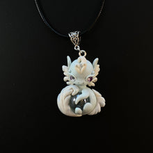 Load image into Gallery viewer, Light Blue and White Floofy Tail Dragon Charm