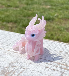 Pale Pink Jade Dragon with pupil eyes